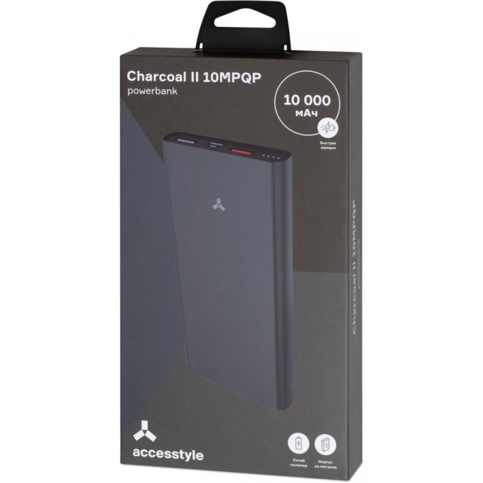 Внешний аккумулятор  Accesstyle Charcoal II (10000 mAh), серебристый