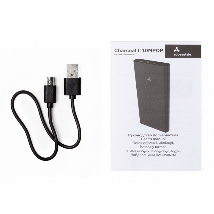 Внешний аккумулятор  Accesstyle Charcoal II (10000 mAh), серебристый