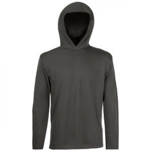 Футболка "Long Sleeve Hooded T", светлый графит_L, 100% х/б, 160 г/м2