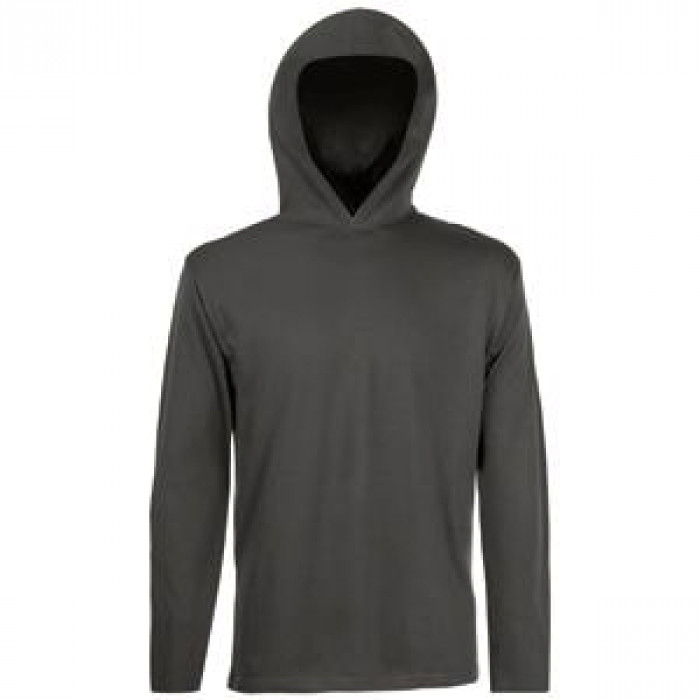 Футболка "Long Sleeve Hooded T", светлый графит_L, 100% х/б, 160 г/м2