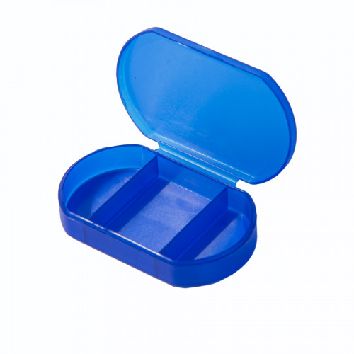 Витаминница TRIZONE, 3 отсека, 6 x 1.3 x 3.9 см, пластик, синяя