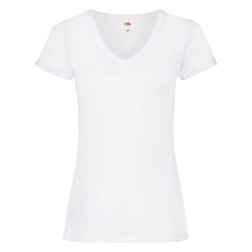 Футболка "Lady-Fit V-Neck T", белый_XS, 95% х/б, 5% эластан, 200 г/м2