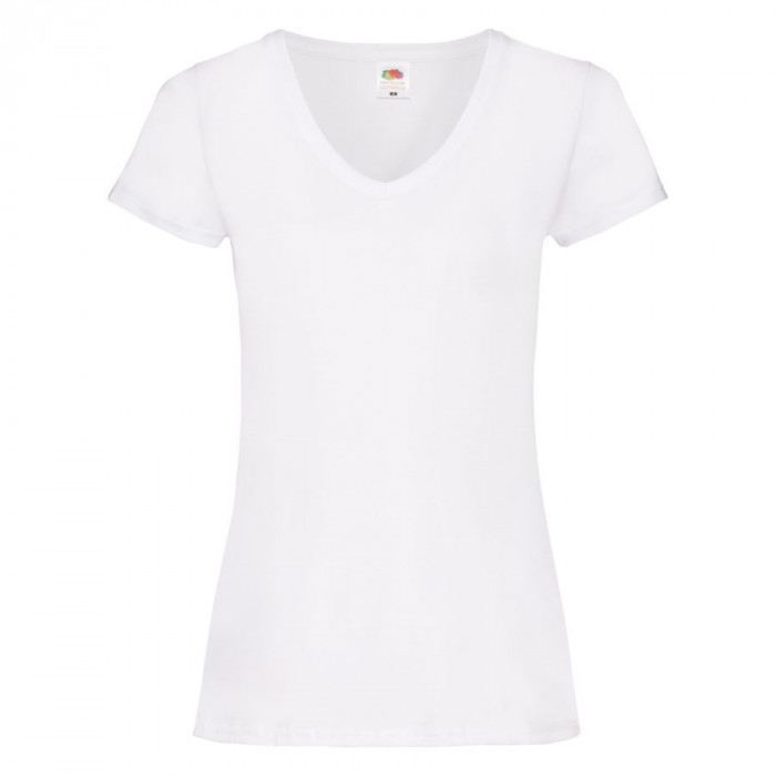 Футболка "Lady-Fit V-Neck T", белый_XS, 95% х/б, 5% эластан, 200 г/м2