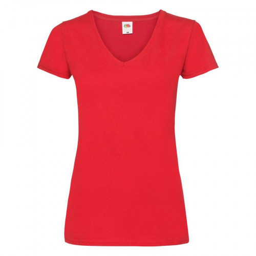 Футболка "Lady-Fit V-Neck T", красный_L, 95% х/б, 5% эластан, 210 г/м2
