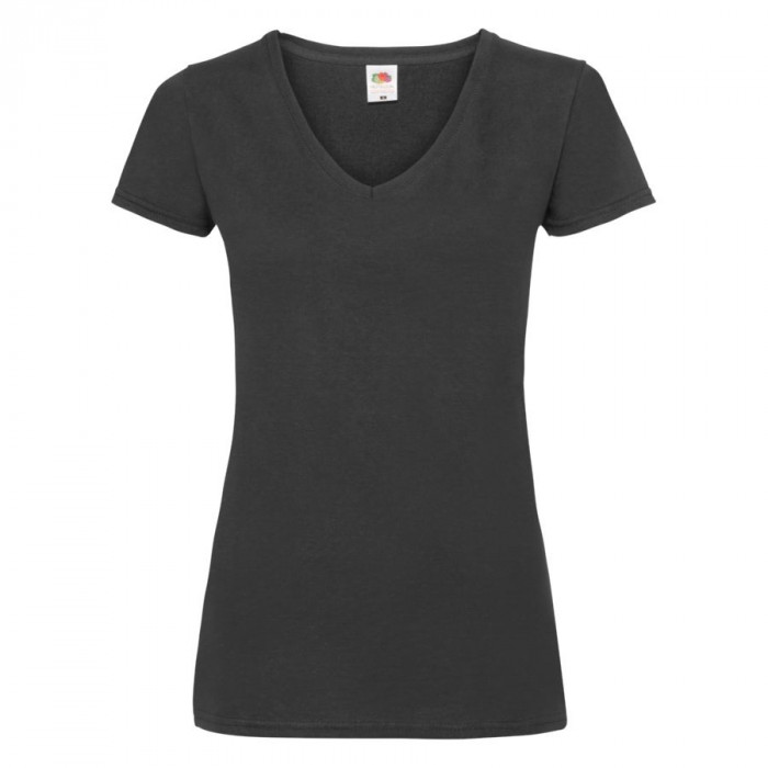 Футболка "Lady-Fit V-Neck T", черный_M, 95% х/б, 5% эластан, 210 г/м2