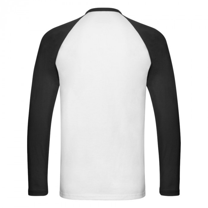 Футболка "Long Sleeve Baseball T", белый с черным_S, 100% х/б, 160 г/м2