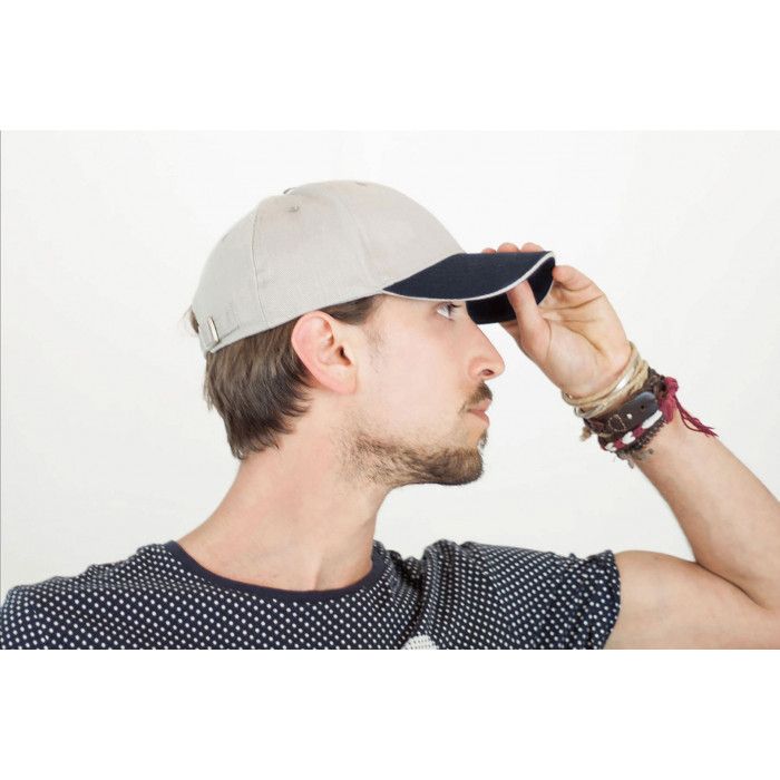 Бейсболка "LIBERTY SANDWICH",6 клиньев,сэндвич,металл.застежка, коричневый,100% хлопок,250 г/м2