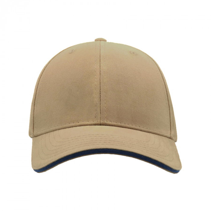 Бейсболка "LIBERTY SANDWICH",6 клиньев,сэндвич,металлич.застежка,бежевый с т.с,100% хлопок,250 г/м2