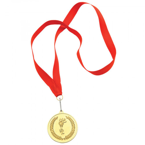 Медаль наградная на ленте  "Золото", 48 см., D=5см., текстиль, латунь, лазерная гравировка, шелкограф