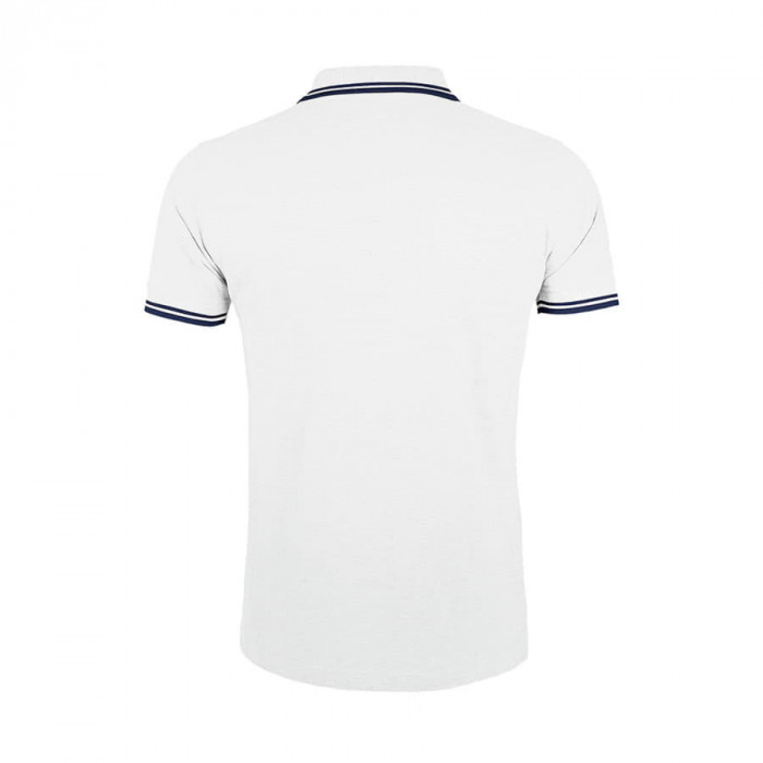 Поло "Pasadena Men" белый, темно-синий_2XL, 100% х/б, 200г/м2