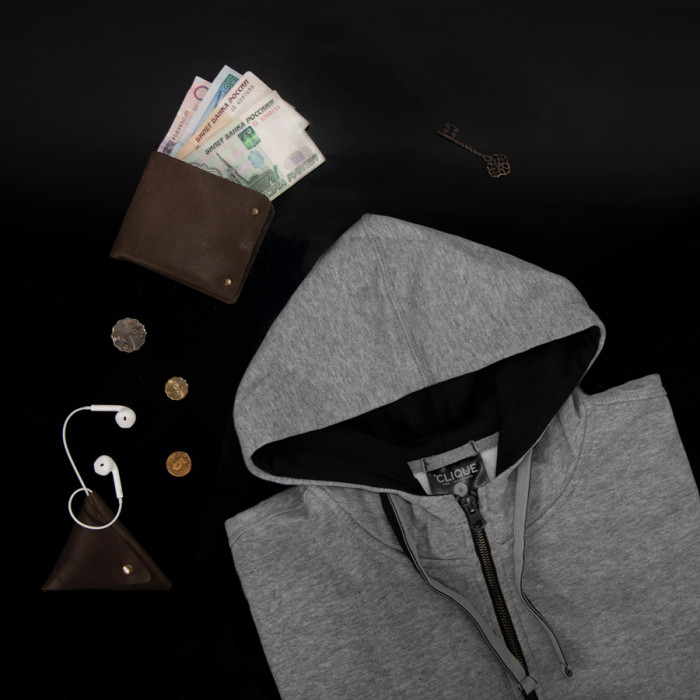 Толстовка мужская Classic Hoody Full Zip, меланж _S, 85% хлопок, 15% вискоза, 300 грм2