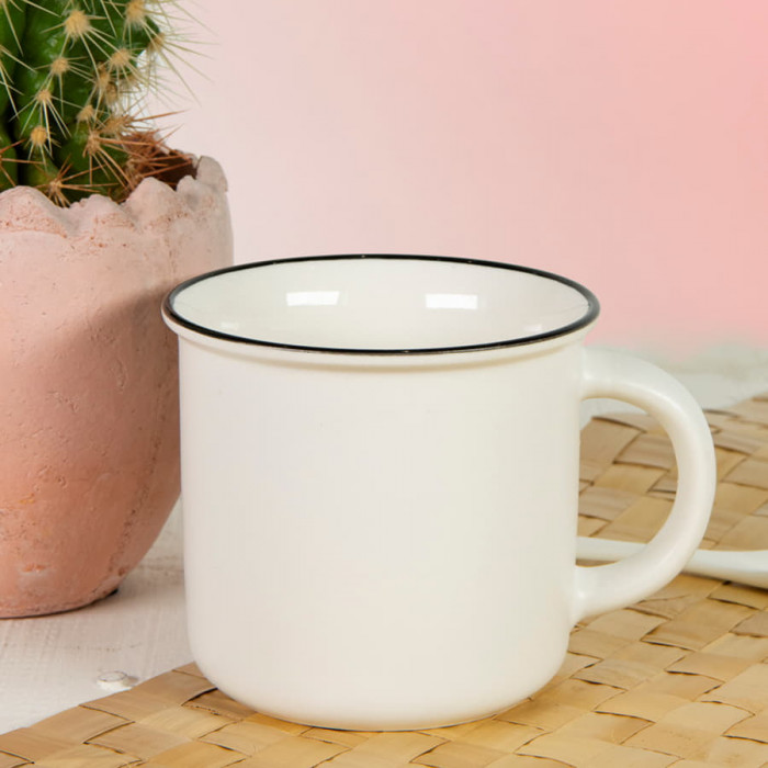 Кружка MATTI , белая матовая с черным кантом, 350 мл, фарфор