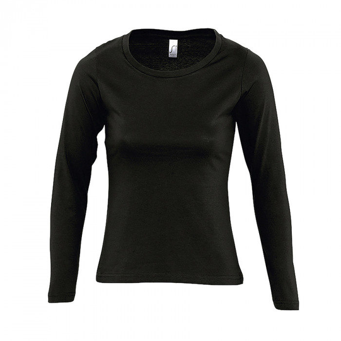 Футболка женская с длинным рукавом MAJESTIC, глубокий черный, XXL, 100% хлопок, 150 г/м2