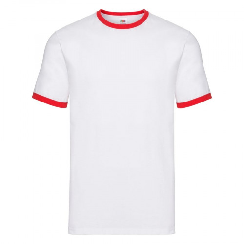 Футболка "Ringer T", белый с красным_2XL, 100% х/б, 160 г/м2