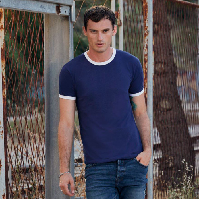 Футболка "Ringer T", белый с красным_S, 100% х/б, 160 г/м2