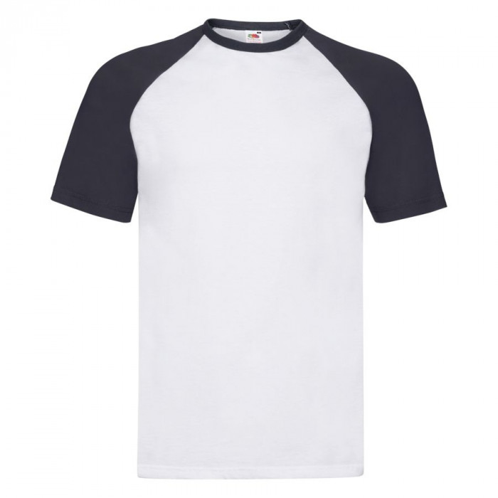 Футболка "Short Sleeve Baseball T", белый с глубоким темно-синим_L, 100% х/б, 160 г/м2