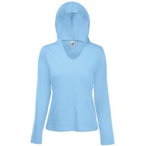 Футболка "Lady-Fit Lightweight Hooded T", небесно-голубой_L, 100% х/б, 135 г/м2
