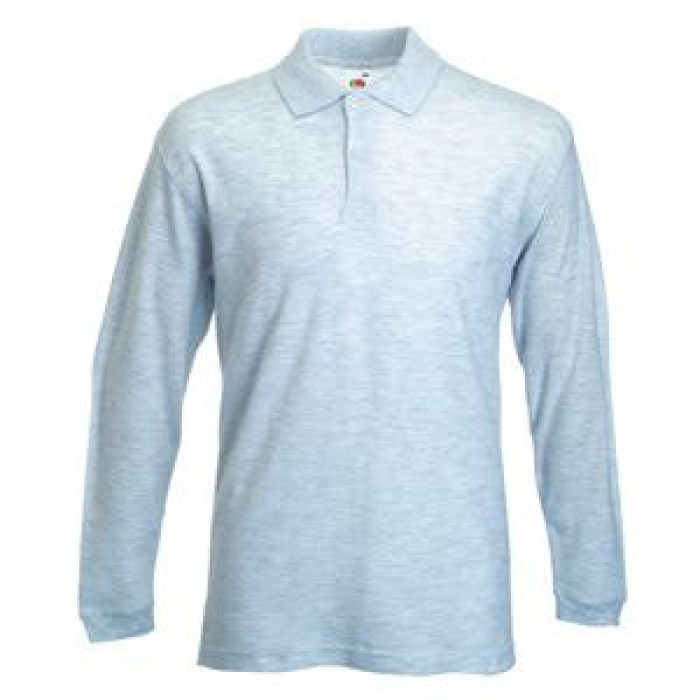 Поло "Long Sleeve Polo", пепельный_2XL, 90% х/б, 10% п/э, 180 г/м2