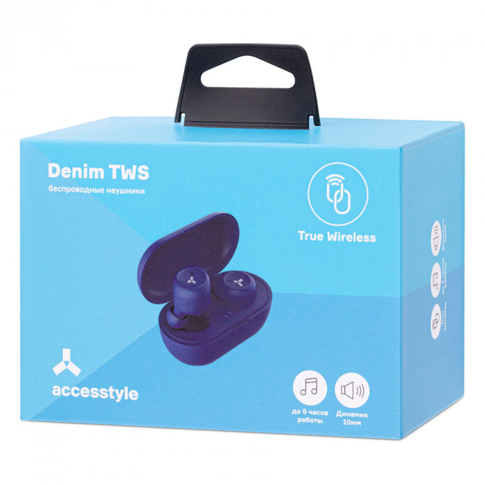 Беспроводные наушники ACCESSTYLE DENIM TWS, синие Беспроводные наушники ACCESSTYLE DENIM TWS, синие