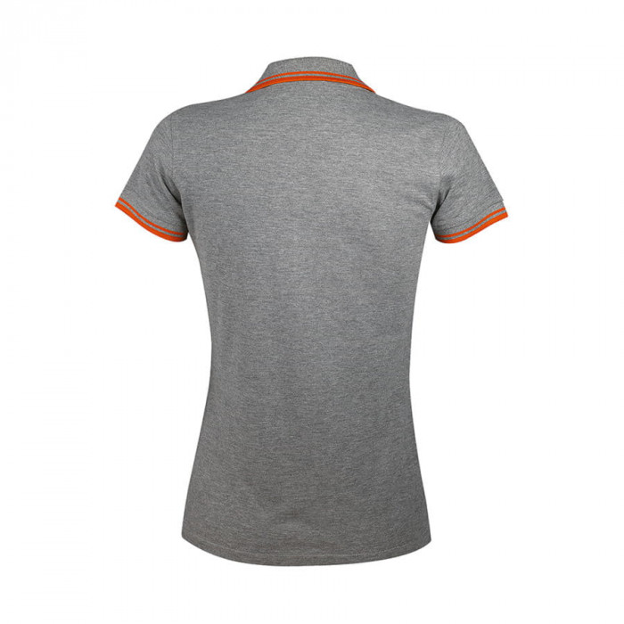 Поло "Pasadena Women", серый-меланж, оранжевый_L, 100% х/б, 200г/м2