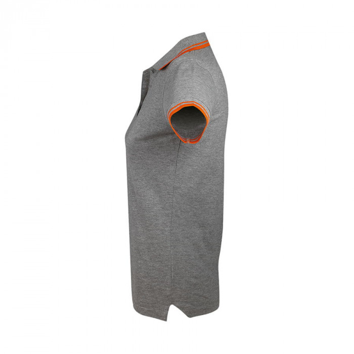 Поло "Pasadena Women", серый-меланж, оранжевый_L, 100% х/б, 200г/м2