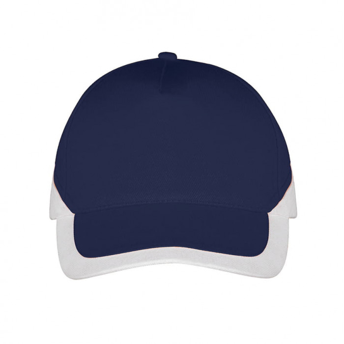 Бейсболка "BOOSTER", 5 клиньев, металлическая застежка, темно-синий/белый, 100% хлопок, 260г/м2