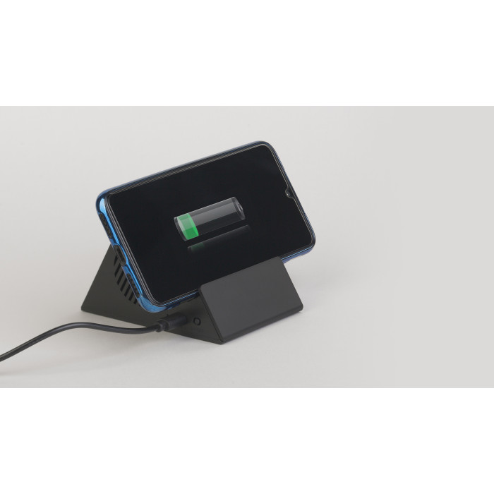 Bluetooth колонка-подставка "Rock" 3Вт с беспроводным зарядным устройством и подсветкой логотипа