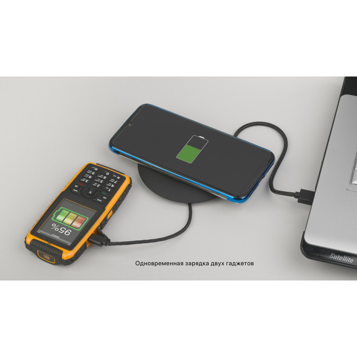 Настольное беспроводное зарядное устройство "Light SOFTTOUCH" с подсветкой логотипа