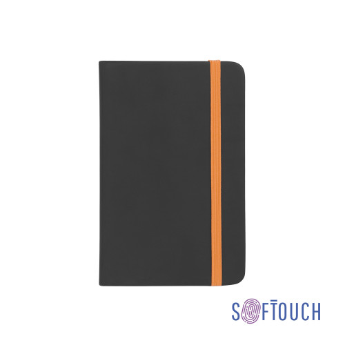 Блокнот "Бергамо", покрытие soft touch, формат А6, черный/оранжевый#