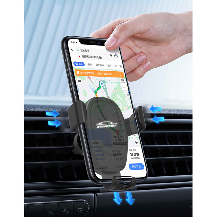 Автомобильное беспроводное (10W) зарядное устройство "Clamp SOFTTOUCH" с подсветкой логотипа, покрытие soft touch