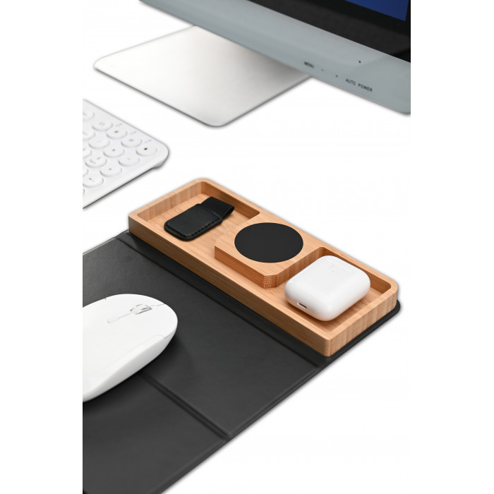 Коврик-трансформер с органайзером на магнитах с беспроводным (15W) ЗУ с подсветкой логотипа