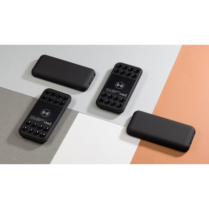 Беспроводное зарядное устройство "Sticky SOFTTOUCH", 10000 mAh с подсветкой логотипа и присосками