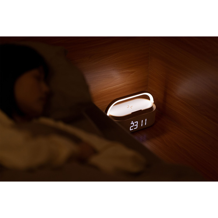 Bluetooth стерео-колонка "Smart Band" 10Вт (2х5Вт) с беспроводным (15W) ЗУ, лампой, часами, FM радио