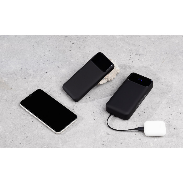 Зарядное (22.5W) устройство "Top Grade SOFTTOUCH" 20000 mAh с подсветкой логотипа, встроенными кабелями и цифровым индикатором заряда