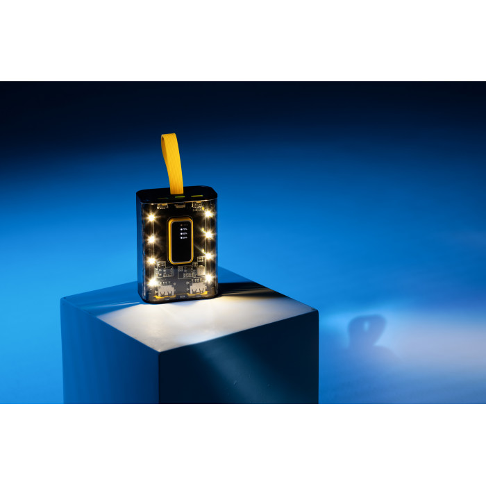 Зарядное устройство "Shine" 9000 mAh с LED-подсветкой, встроенными кабелями Type-C/Lightning/USB