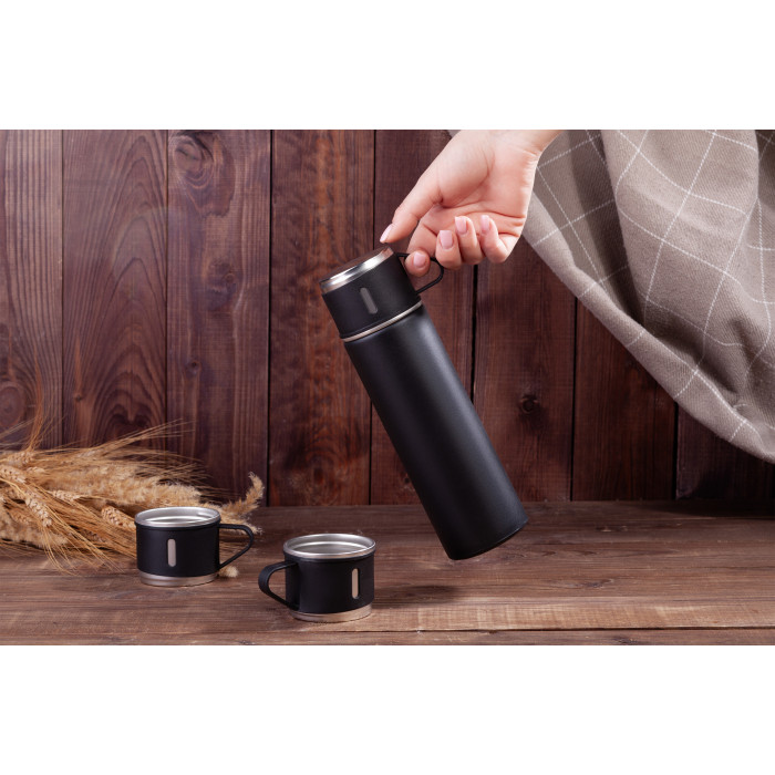 Набор подарочный "Алтай": термос, 3 кружки, пудра