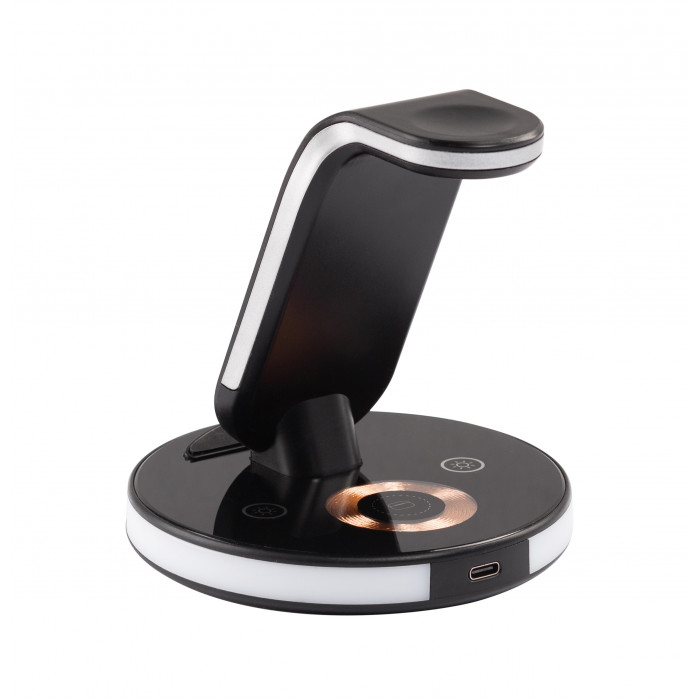 Беспроводная (15W) зарядная станция "Tron" с прозрачным корпусом и подсветкой