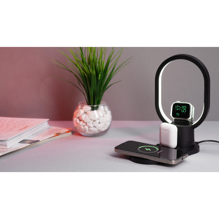 Настольная беспроводная (15W) зарядная станция "Starship" с лампой