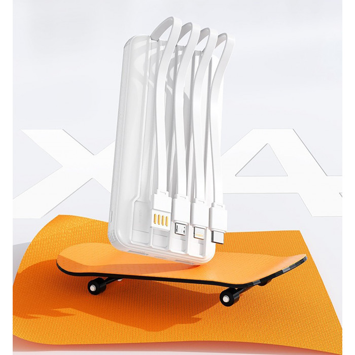 Зарядное устройство "Phantom" 10000 mAh с 4мя встроенными кабелями и цифровым индикатором заряда