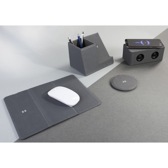 Коврик-трансформер "Cool Gray" с беспроводным зарядным устройством, переработанный пластик (RPET)