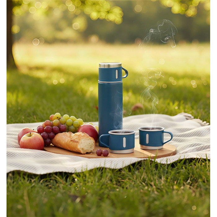 Набор подарочный "Алтай": термос, 3 кружки, пудра