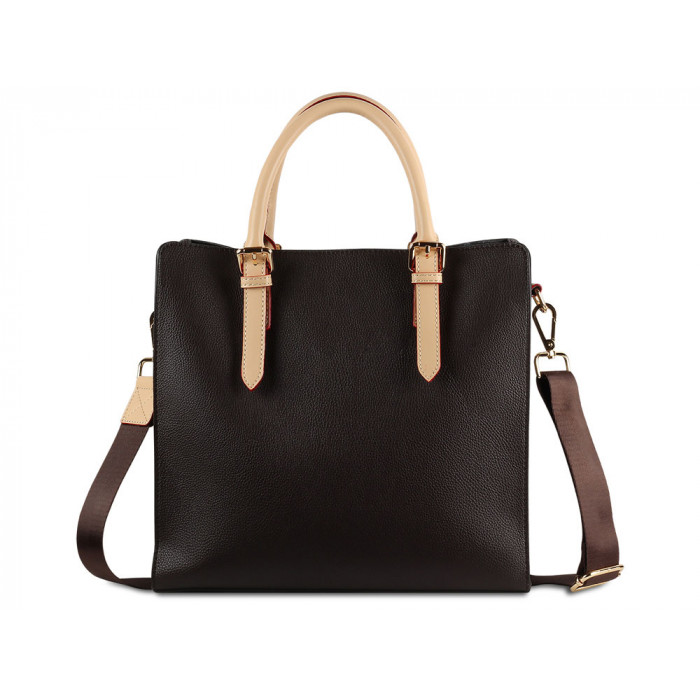 Сумка-портфель женская BUGATTI Ella, тёмно-коричневая, полиуретан, 30х11,5х28 см