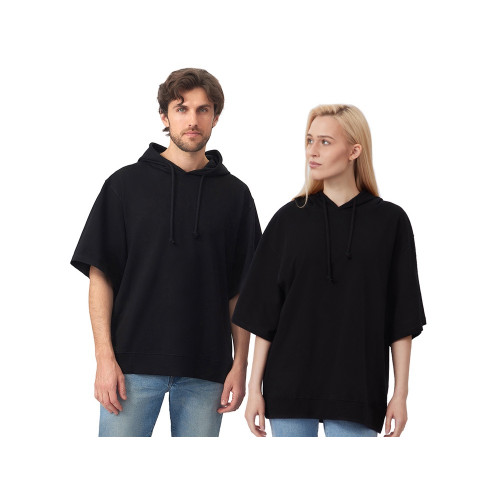 Худи оверсайз с коротким рукавом Warsaw унисекс, черный