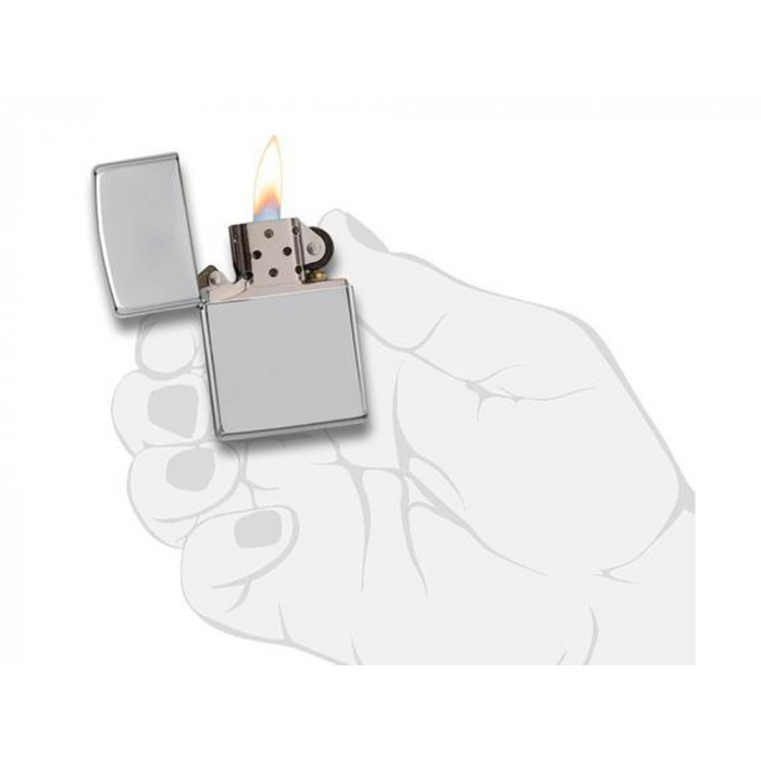 Зажигалка ZIPPO Armor™ c покрытием High Polish Chrome, латунь/сталь, серебристая, 38x13x57 мм