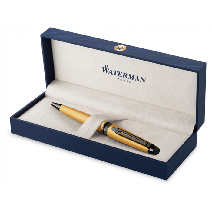 Шариковая ручка Waterman Expert Gold, цвет чернил Mblue,  в подарочной упаковке