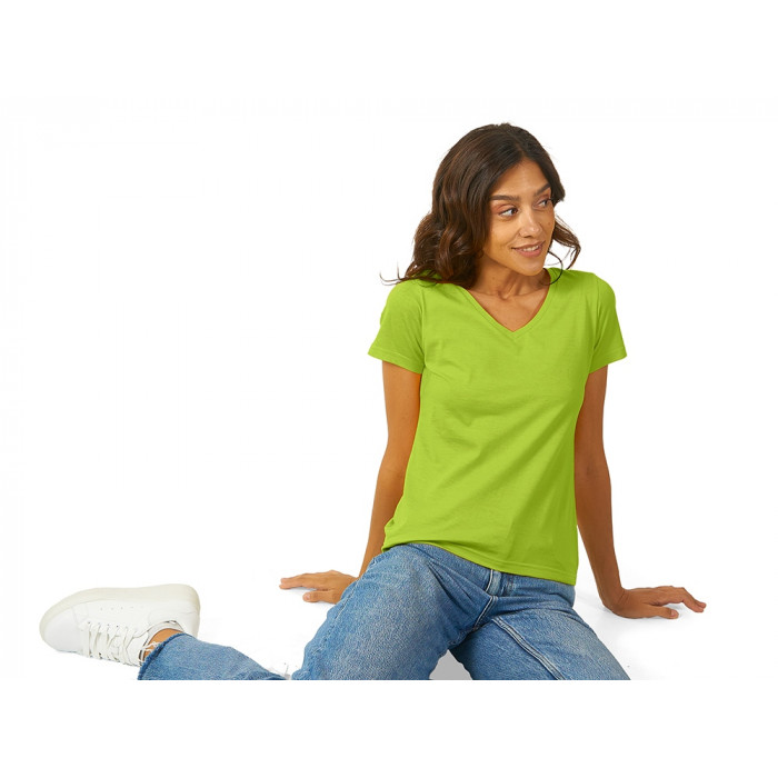 Футболка Heavy Super Club женская с V-образным вырезом, зеленое яблоко