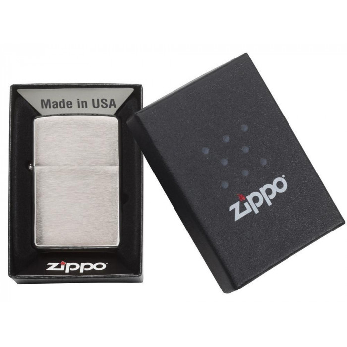 Зажигалка ZIPPO Classic с покрытием Brushed Chrome, латунь/сталь, серебристая, матовая, 38x13x57 мм