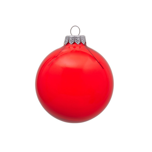 Стеклянный елочный шар Frozi, красный прозрачный, с серебристым колпачком