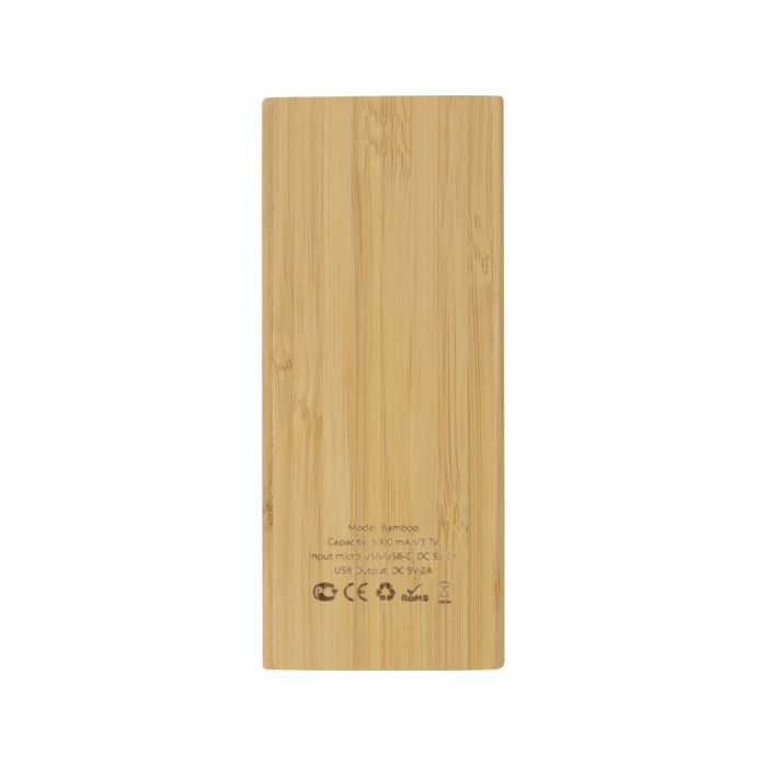 Внешний аккумулятор из бамбука Bamboo, 5000 mAh Внешний аккумулятор из бамбука Bamboo, 5000 mAh