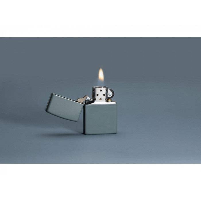 Зажигалка ZIPPO Classic с покрытием Flat Grey, латунь/сталь, серая, глянцевая, 38x13x57 мм